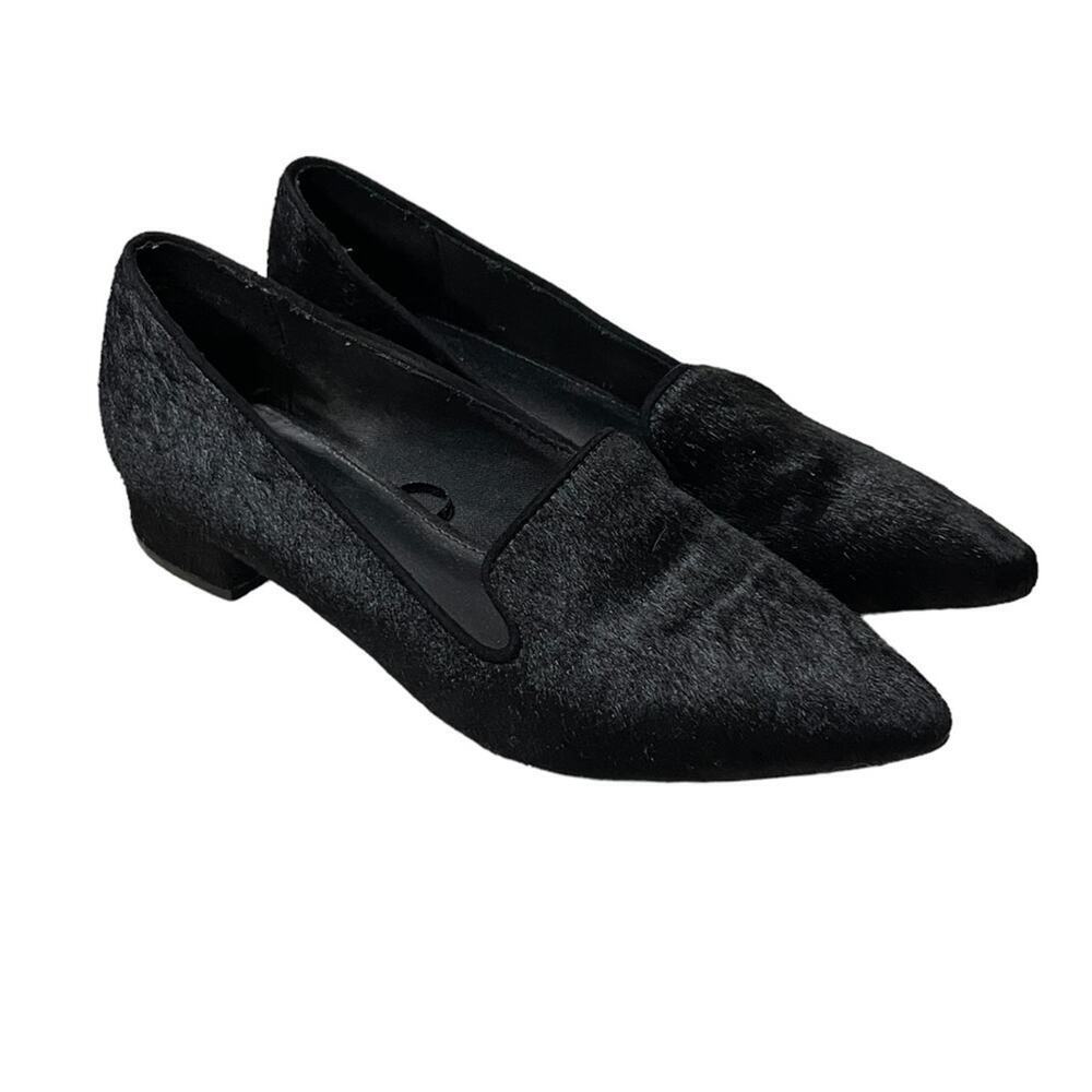 Express Calf Hair Heeled Loafers Black Size 7